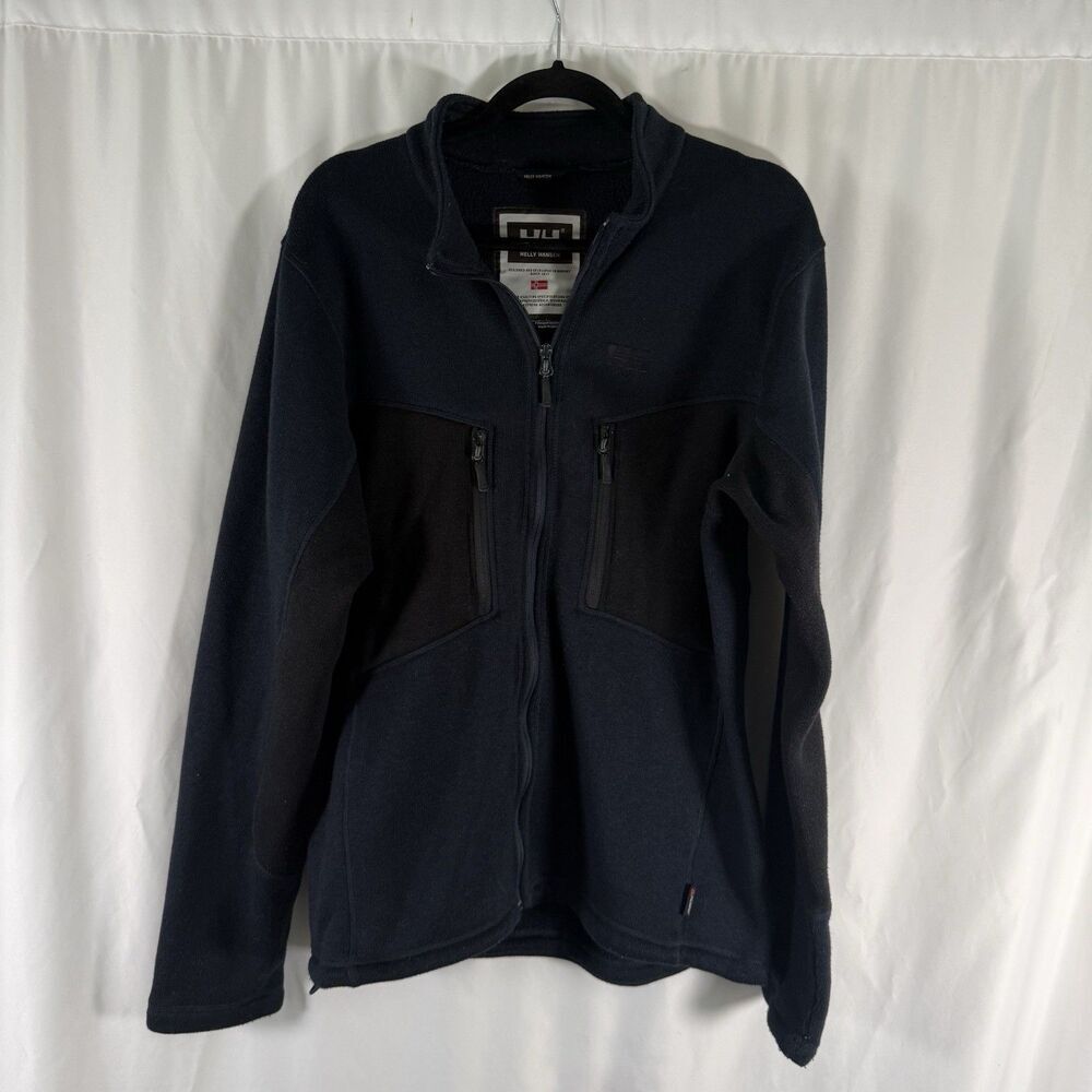 Helly Hansen Fleece Jacket Women's XL Navy Blue Black Fleece Lined Full Zip